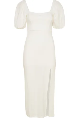 Gina Tricot Puff Sleeve Midi Dress Polvipituinen Mekko White