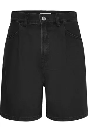 MANGO Denim Shorts With Pleats Bottoms Shorts Denim Shorts Grey