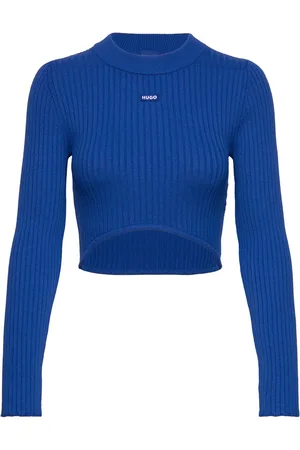 Hugo Blue Succorie_B Tops Crop Tops Long-sleeved Crop Tops Blue