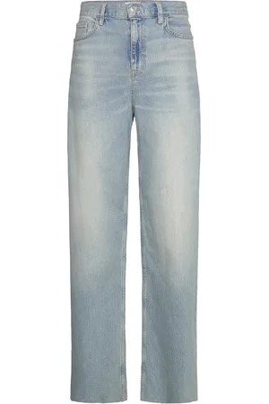 MANGO Mid-Rise Straight Jeans Bottoms Jeans Straight-regular Blue