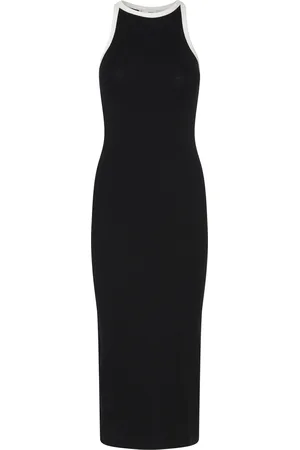 MANGO Contrast Ribbed Knit Dress Polvipituinen Mekko Black