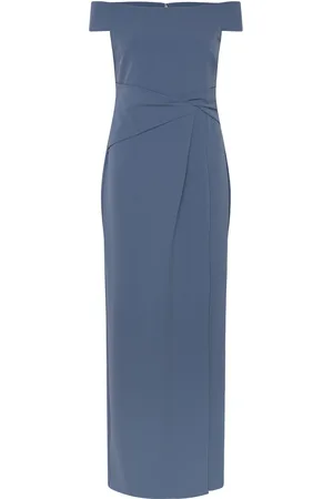 Ralph Lauren Crepe Off-The-Shoulder Gown Maksimekko Juhlamekko Blue