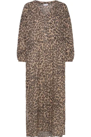 Coster Copenhagen Dress With Placket In Leo Print Polvipituinen Mekko Brown