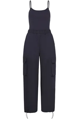 MANGO Parachute Overall With Braces Bottoms Jumpsuits Navy
