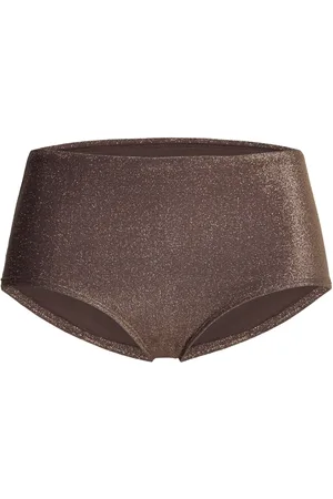 Lindex Brief Clara Hipster Lurex Swimwear Bikinis Bikini Bottoms High Waist Bikinis Brown