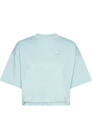 Hugo Blue Cropped Tee_B Tops Crop Tops Short-sleeved Crop Tops Blue