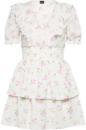 Gina Tricot Smock Frill Dress Lyhyt Mekko White