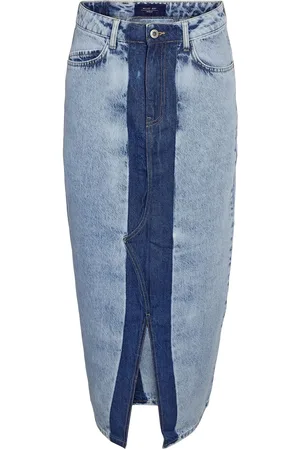 Noisy May Nmrinna Nw Slit Long Skirt Colorblock Pitkä Hame Blue