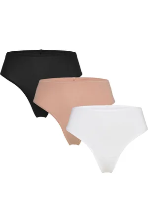 Lindex Brief Thong High Cotton 3 Pack Stringit Alusvaatteet White