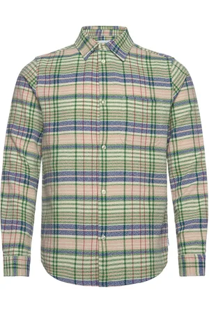 Les Deux Kash Check Shirt Tops Shirts Casual Green