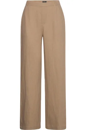 Lindex Trousers Bella Pure Linen Bottoms Trousers Straight Leg Beige