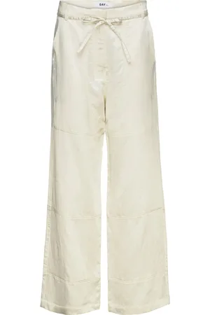 DAY Birger et Mikkelsen Dina - High Shine Blend Rd Bottoms Trousers Wide Leg Cream