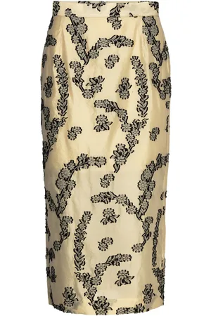 DAY Birger et Mikkelsen Evanna - Floral Jacquard Polvipituinen Hame Cream