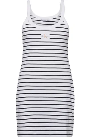 Calvin Klein Woven Label Rib Tank Dress Lyhyt Mekko White