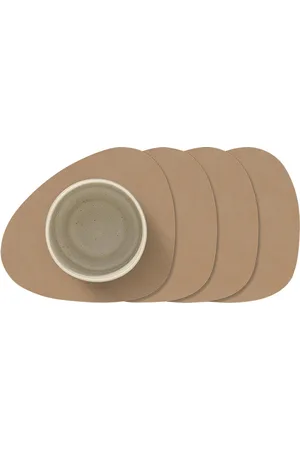 LIND DNA 4-Set Glass Mat Curve Nupo Home Tableware Dining & Table Accessories Coasters Brown