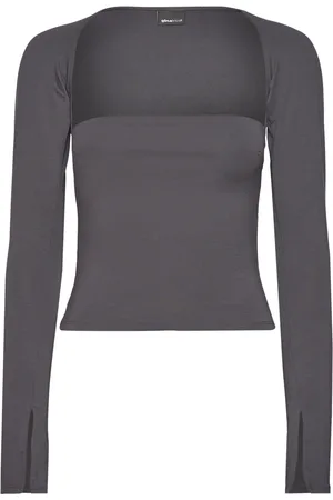 Gina Tricot Soft Touch Square Neck Top Tops T-shirts & Tops Long-sleeved Grey