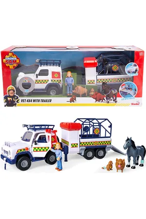 Brandmand Sam Simba Toys Sam Vet Rescue With Trailer Toys Playsets & Action Figures Play Sets Multi/patterned