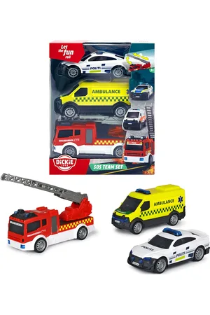 DICKIE TOYS 3-Pack Danish Rescue Vehicles Toys Toy Cars & Vehicles Toy Cars Ambulances Multi/patterned