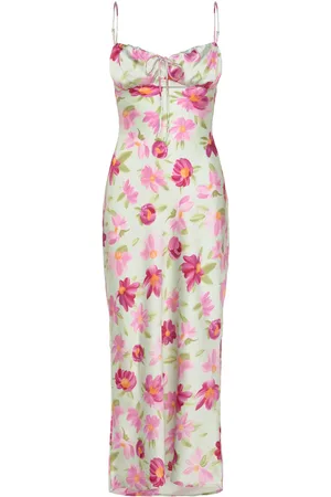 Gina Tricot Gathered Bust Midi Strap Dress Polvipituinen Mekko Multi/patterned