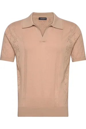 J Lindeberg Ringo Open Collar Tops Knitwear Short Sleeve Knitted Polos Beige