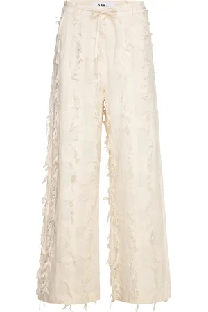 DAY Birger et Mikkelsen Venicia - Organic Cotton Texture Rd Bottoms Trousers Straight Leg Cream