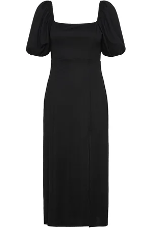 Gina Tricot Puff Sleeve Midi Dress Polvipituinen Mekko Black