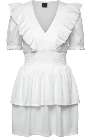 Gina Tricot Smock Frill Dress Lyhyt Mekko White