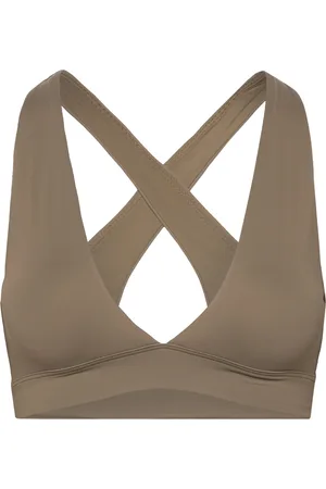 Casall V-Neck Crossback Bikini Top Sport Bikinis Bikini Tops Bandeau Bikinitops Green