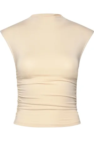 Gina Tricot Soft Touch Funnel Neck Top Tops T-shirts & Tops Sleeveless Cream
