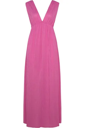 Gina Tricot Deep V Maxi Dress Maksimekko Juhlamekko Pink