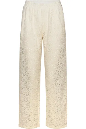Rosemunde Lace Trousers Bottoms Trousers Straight Leg Cream