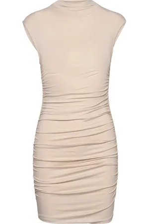 Gina Tricot Soft Touch Funnel Neck Dress Lyhyt Mekko Beige