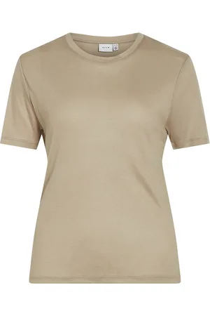 VILA Vialexia O-Neck S/S T-Shirt - Noos Tops T-shirts & Tops Short-sleeved Beige