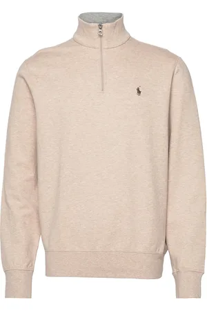 Ralph Lauren Luxury Jersey Quarter-Zip Pullover Tops Sweat-shirts & Hoodies Sweat-shirts Cream