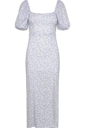 Gina Tricot Puff Sleeve Midi Dress Polvipituinen Mekko Blue