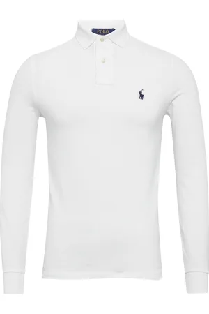 Ralph Lauren Custom Slim Fit Mesh Polo Shirt Tops Polos Long-sleeved White