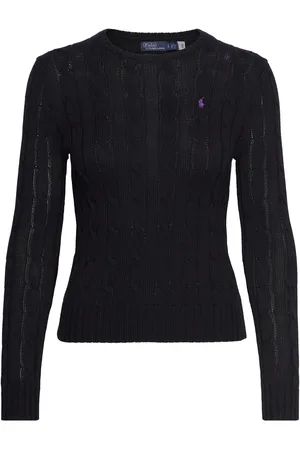 Ralph Lauren Cable-Knit Cotton Crewneck Sweater Tops Knitwear Jumpers Black