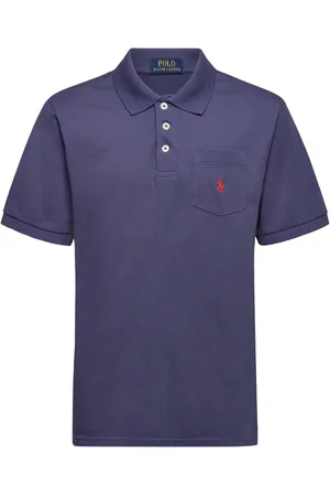 Ralph Lauren Cotton Jersey Pocket Polo Shirt Tops T-shirts Polo Shirts Short-sleeved Polo Shirts Navy