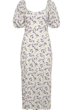 Gina Tricot Puff Sleeve Midi Dress Polvipituinen Mekko White