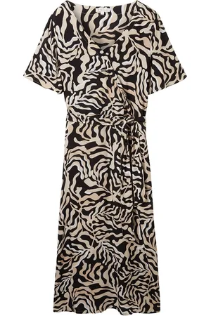 TOM TAILOR Printed Wrap Dress Polvipituinen Mekko Black