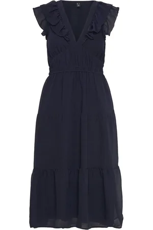 VERO MODA Vmemilie Capsleeve Calf Dress Wvn Ce Polvipituinen Mekko Navy