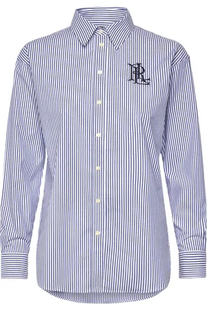 Ralph Lauren Relaxed Fit Striped Stretch Cotton Shirt Tops Shirts Long-sleeved Blue