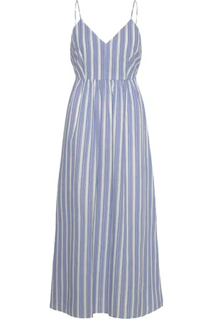 MANGO Cut-Out Back Striped Dress Maksimekko Juhlamekko Blue