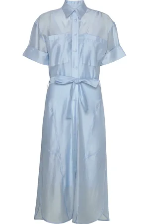 Calvin Klein Tencel Voile Shirt Dress Polvipituinen Mekko Blue