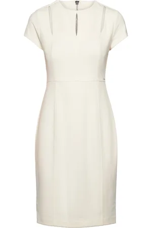 Calvin Klein Scuba Crepe Ss Cut Out Dress Lyhyt Mekko White