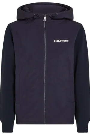 Tommy Hilfiger Monotype Mix Media Hdd Zip Thru Tops Sweat-shirts & Hoodies Hoodies Navy