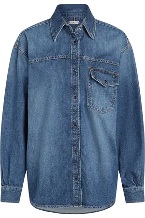 Tommy Hilfiger Dnm Ls Relaxed Shirt Beth Tops Shirts Long-sleeved Blue