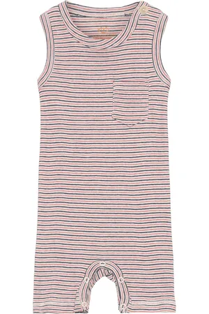 Copenhagen Colors Striped Short Romper Bodysuits Short-sleeved Pink