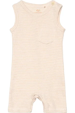 Copenhagen Colors Striped Short Romper Bodysuits Short-sleeved Beige