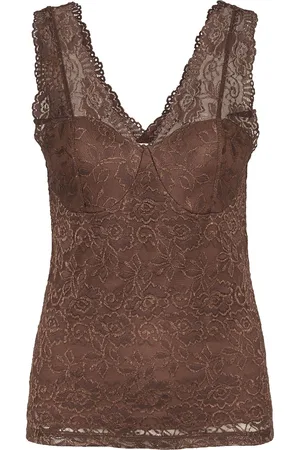 Cream Crglaze Long Top Tops T-shirts & Tops Sleeveless Brown